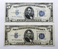 (2) 1934 $5 SILVER CERTIFICATES