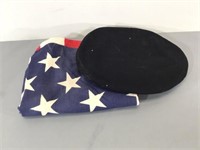 US Navy Beret Cap and US Flag