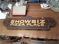 Showbiz Pizza Place wood sign