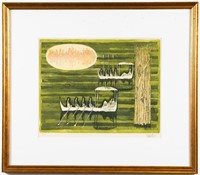 Lars Bo "Long Boats" Surrealist Etching on Paper