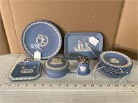 Lot of 12 Wedgwood Blue Jasperware pieces