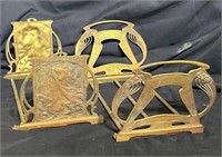 2) Art Nouveau Brass Book Racks