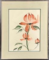 Original Watercolor Flowers Framed And Signed