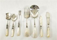 Silver Plate Mother of Pearl Serving Utensils