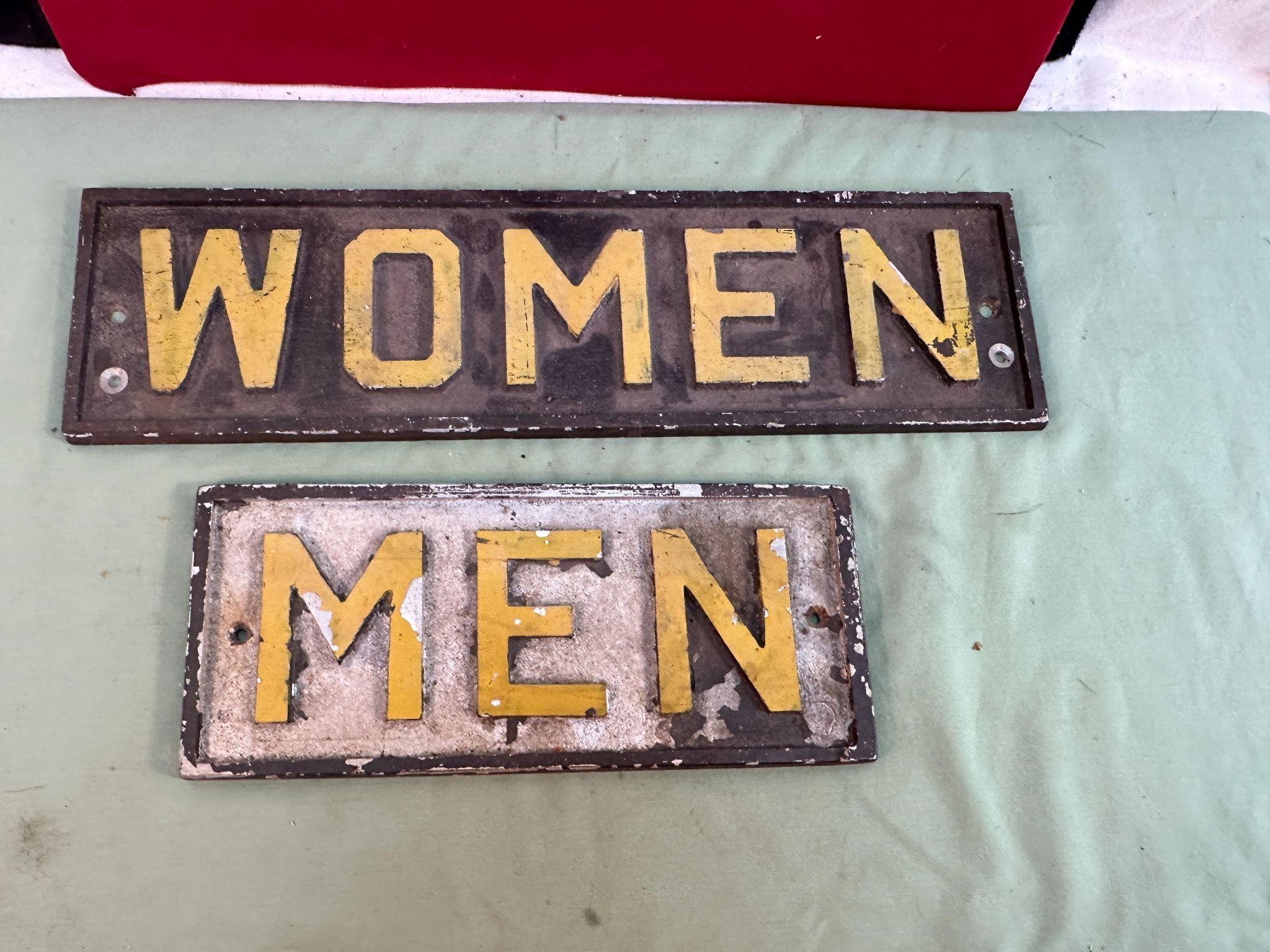 VINTAGE CAST IRON WOMEN'S & MEN'S SIGNS