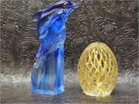 Blue Dolphin Glass Sculpture & Paperweight