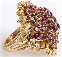 ~8.4CTW RUBY 18K YELLOW GOLD ORNATE RING