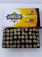 50 rounds Armscor 9mm 115 gr FMJ Ammo