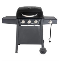 RevoAce 3-Burner Gas Grill with Side Burner, Black