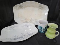 Swirl Art Glass Pitcher, Platters & More