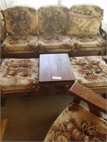 5 Pieces of Wood Furniture with Brown & Beige Cush
