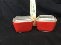 Pyrex, Primary Red Refrigerator Dishes, 4”