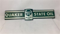 Quaker State Oil Tin Sign, 22" x 5"