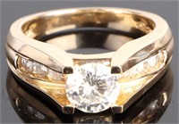 1.0CT MOISSANITE 14K YELLOW GOLD CATHEDRAL RING