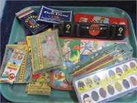 TRAY LOT - VINTAGE WATER PAINTS, CRAYONS & PENCILS