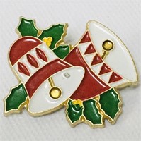 Vintage Christmas Bells Korea Brooch Lapel Pin