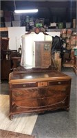 Antique burled  walnut dresser with mirror
