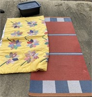 Tote with Lid, Applique Quilt, Rug