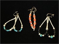 3- pairs of Southwest style earrings