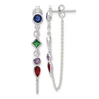 Sterling Silver Multi Crystal Post Dangle Earrings