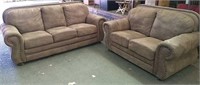 Sofa Loveseat Brown Suede