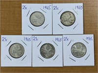 5- 1965 Cdn Quarters