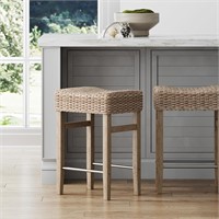 Harvey Rattan Bar Stool  Seagrass/Brushed Gray