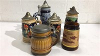 Assorted Steins with Pewter Lids M9C