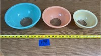 Colored Pyrex bowls - one chip shown in pic