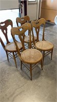 4 - OAK CANE BOTTOM CHAIRS