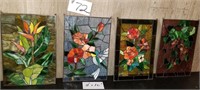 4 Hanging Stained Glass Suncatchers 11 X 16