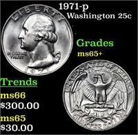 1971-p Washington Quarter 25c Grades GEM+ Unc