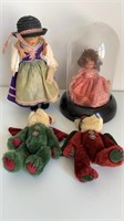 Boyd’s Bears & two vintage dolls