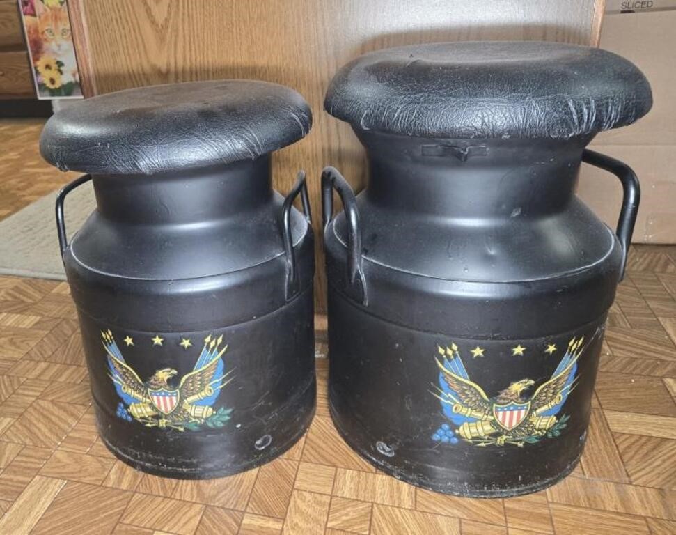 (2) BICENTENNIAL MILK CAN STOOLS