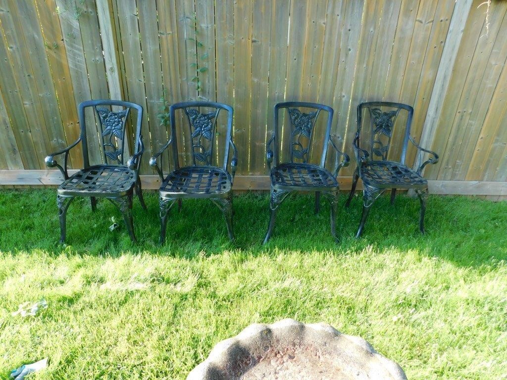 HEAVY CAST IRON PATIO CHAIRS. MATCHES LOT 53