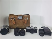 Minolta XD11 camera , accessories & Ranchero bag