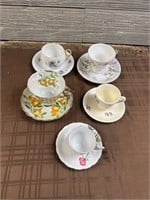 Lot Of 5 Cups & Saucers Makers Marked