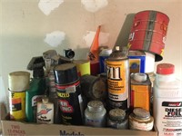 Group lot of boxes of spray cans & more