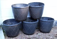 Five Outdoor Flower Pots