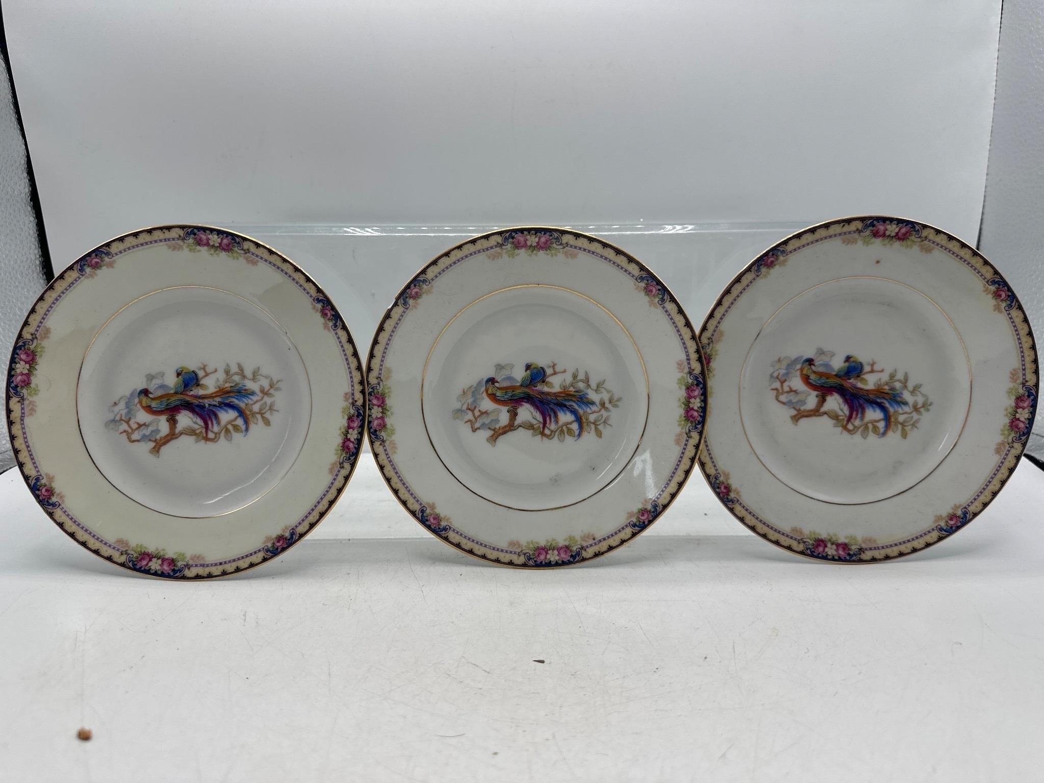 Czechoslovakia pheasant bird bread plates