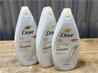 (3pk) Dove, silk glow nourishing body wash -