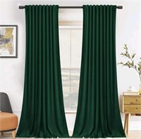 Green 108in Long Velvet Curtains