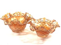 Fenton Marigold Basket Weave Open Edge Dishes