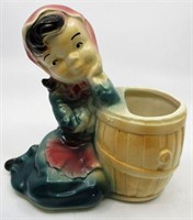 Girl with Barrel Porcelain Planter