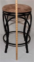 WROUGHT IRON SWIVEL STOOL, COULD USE RECOVER