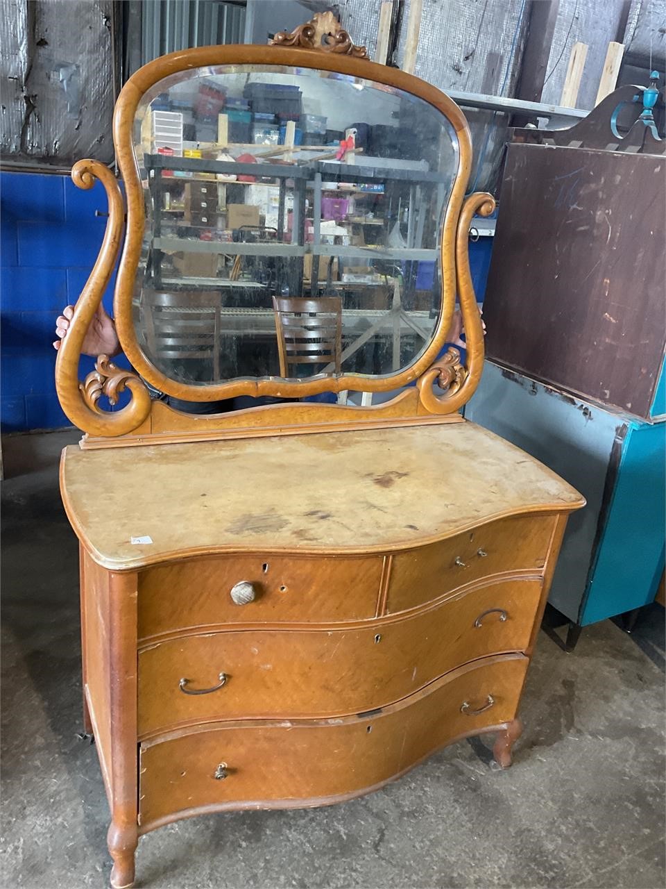 Antique vanity, 44”w x 23”d x 71”t