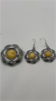 Western Yellow Howlite Earrings/Pendant