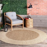 nuLOOM 7 Round Outdoor/Indoor Asha Area Rug, Light