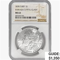 1878 7/8TF Morgan $1 NGC MS63 VAM-42A 7/7TF&Clash