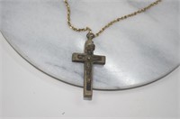 Vintage Cross with Gold Colored Chain